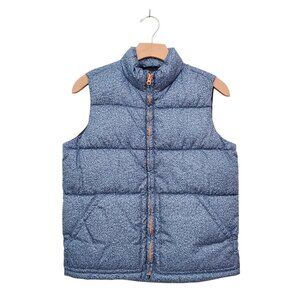 Old Navy Puffer Vest Kids Large 10/12 Blue Full Zip High Neck Winter Warm Cozy